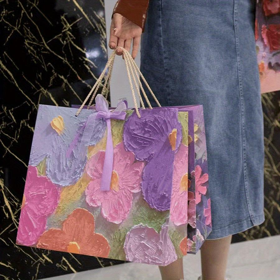 

Large Gift Bags, 1PC Gift Bag With Ribbon, Portable Paper Gift Bag With Handles, Birthday Gift Bags, Present Bags For Wedding Party Valentine Day S рожевий