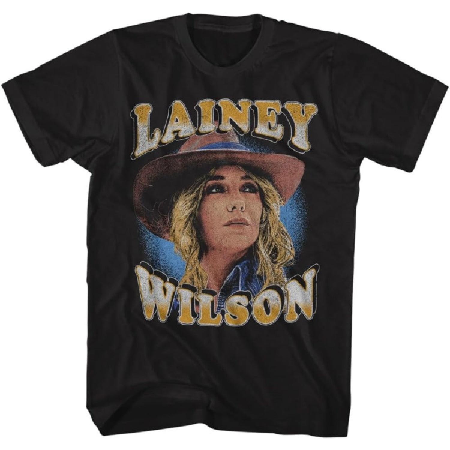 Lainey Wilson Wearing Hat Adult Short Sleeve T Shirt Country Music Singer Vintage Style Graphic Tees S