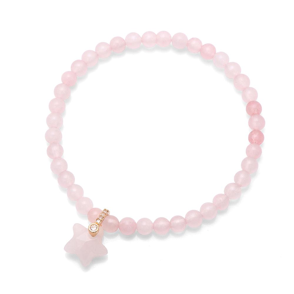 Natural Stone Bead Star-Shaped Pendant Bracelet, Suitable For Both Men And Women, Features Tiger Eye And Rose Quartz Beads, A Fashionable Accessory.