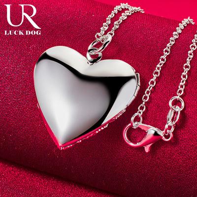 925 Sterling Silver Heart-shaped Hollow Pendant Necklace Fashionable Wedding Jewelry