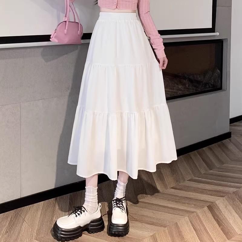 

High-Waist Pleated A-line Midi Skirt - 2024 Spring Collection for Women L