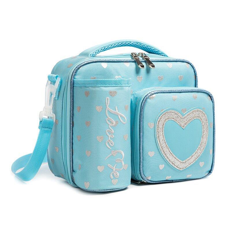 Lancheira térmica com padrão funcional, bolsa térmica portátil para almoço em Oxford, bolsa térmica para piquenique, para meninas e crianças white