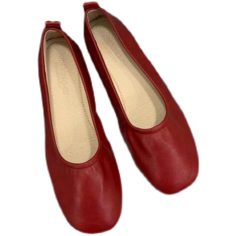 soft bottom elastic band ballet flats women square toe moccasins casual design spring summer single leather shoes woman loafers