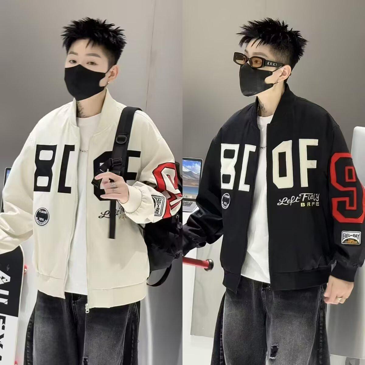 Trendy Men s American Motorcycle Style Baseball Jacket for Autumn/Winter 2XL
