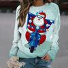 Womens Christmas Elk Print Crewneck Sweatshirt Casual Long Sleeve Top
