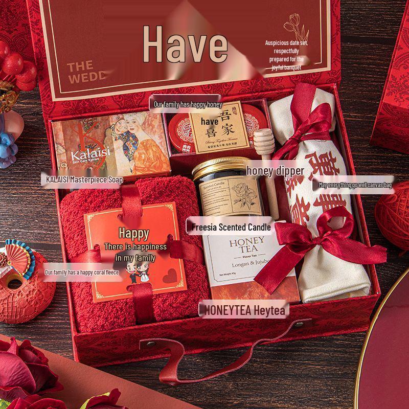 Freudiges Hochzeitsgastgeschenk-Set: Elegante Handtaschen-Geschenkbox für Brautjungfern und weibliche Gäste