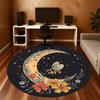 1pc Moon Flowers Round Chair mat office Area Rug - Non-Slip, Floor Mat for Office, Bedroom, and Indoor Decor p127122