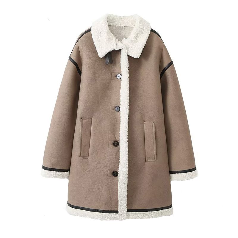 

Kaslead New Arrival Women s Clothing Fashion Style Fashion Minimalist Double-Sided Breasted Coat Outwear 8073256 CAMEL L