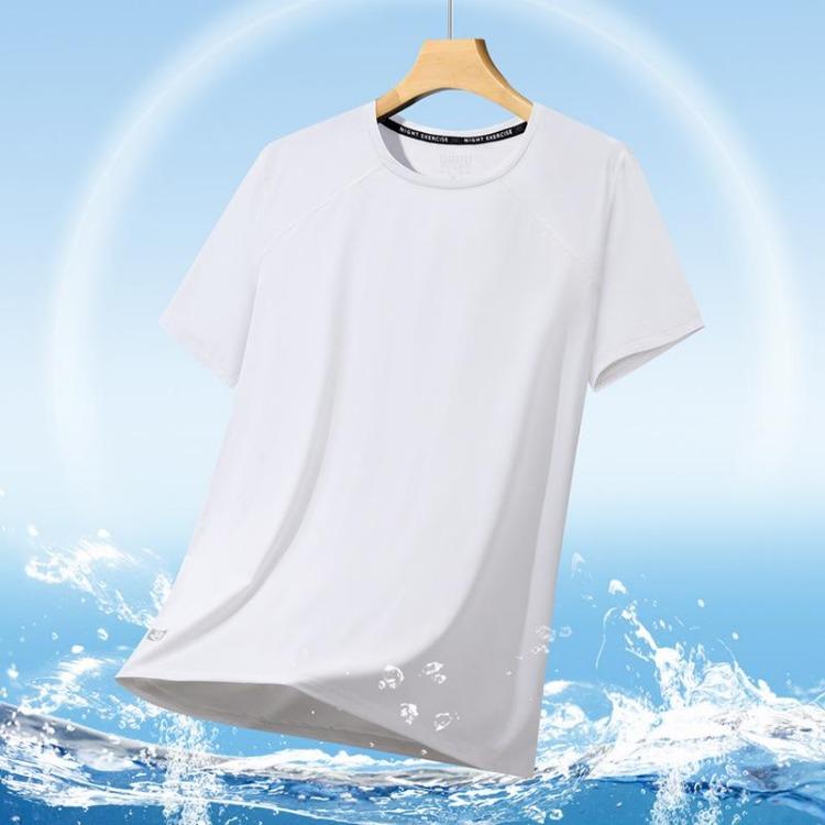 Men's Plus Size T-shirt Round Neck Summer Sports Short Sleeve Quick Drying Thin Clothes