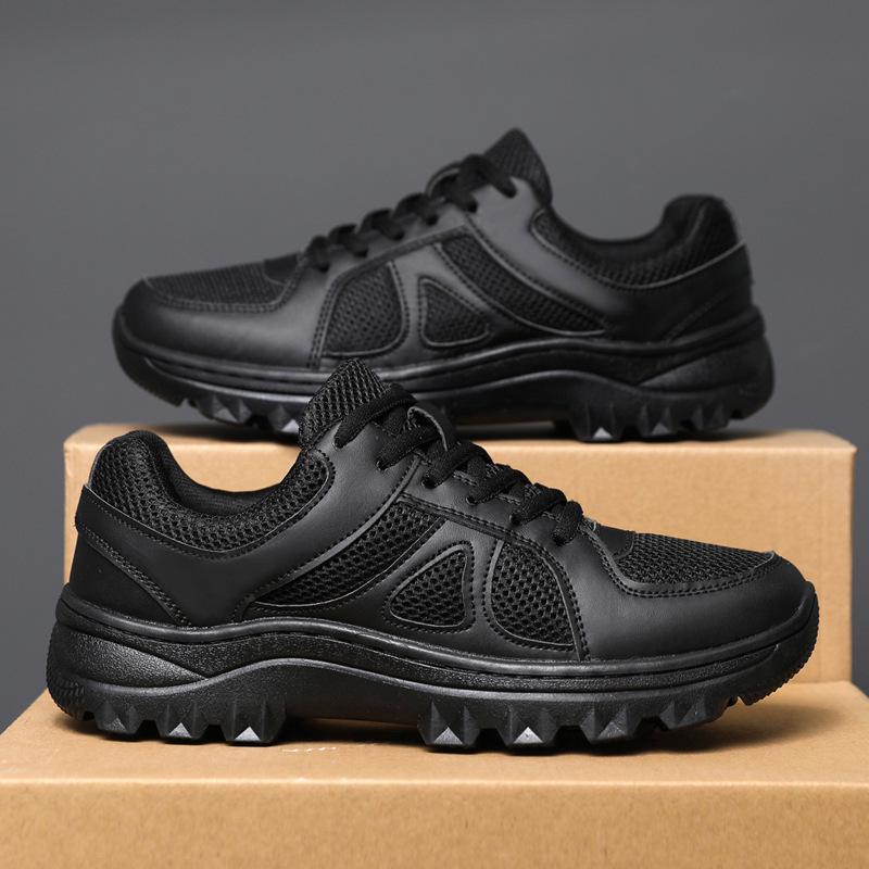 Black Breathable Non-Slip Training Shoes with Thick Wear-Resistant Sole for Outdoors, Running, and Couples