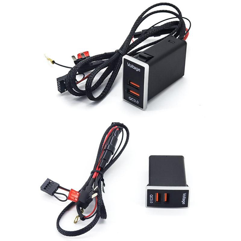 USB Charger Car Interface Socket Double connector Double QC3.0 Voltage display For Toyota Corolla Camry Universal