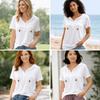 Thin Henley Shirt Hoodie Loose Fit Pullover Tops Fashion Hooded Short Sleeve T-Shirt  Women