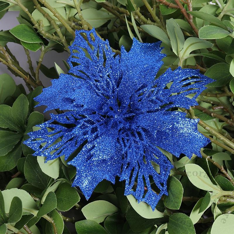 10 Stück 11/16cm Weihnachtsdekoration Glitzerblumen Weihnachtsbaumanhänger für Heimdekor Weihnachten Navidad Neujahr 2026 Ornamente