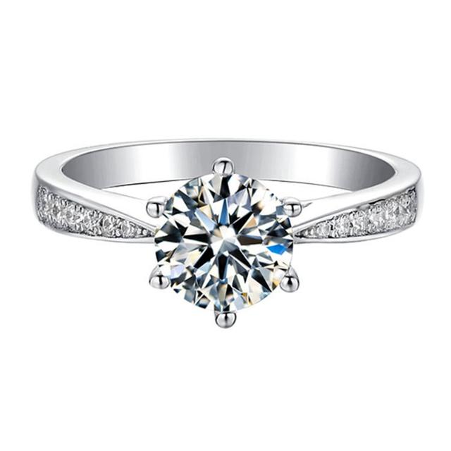 Bague Moissanite couleur D 1ct véritable, ronde, taille brillant, Test de diamant réussi, bague Solitaire en diamant Moissanite pour femmes, bijoux