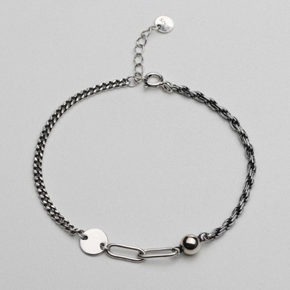 [As Little] Chain Silver Bracelet Mixed Silver 925 Rope Curb Link Fashion