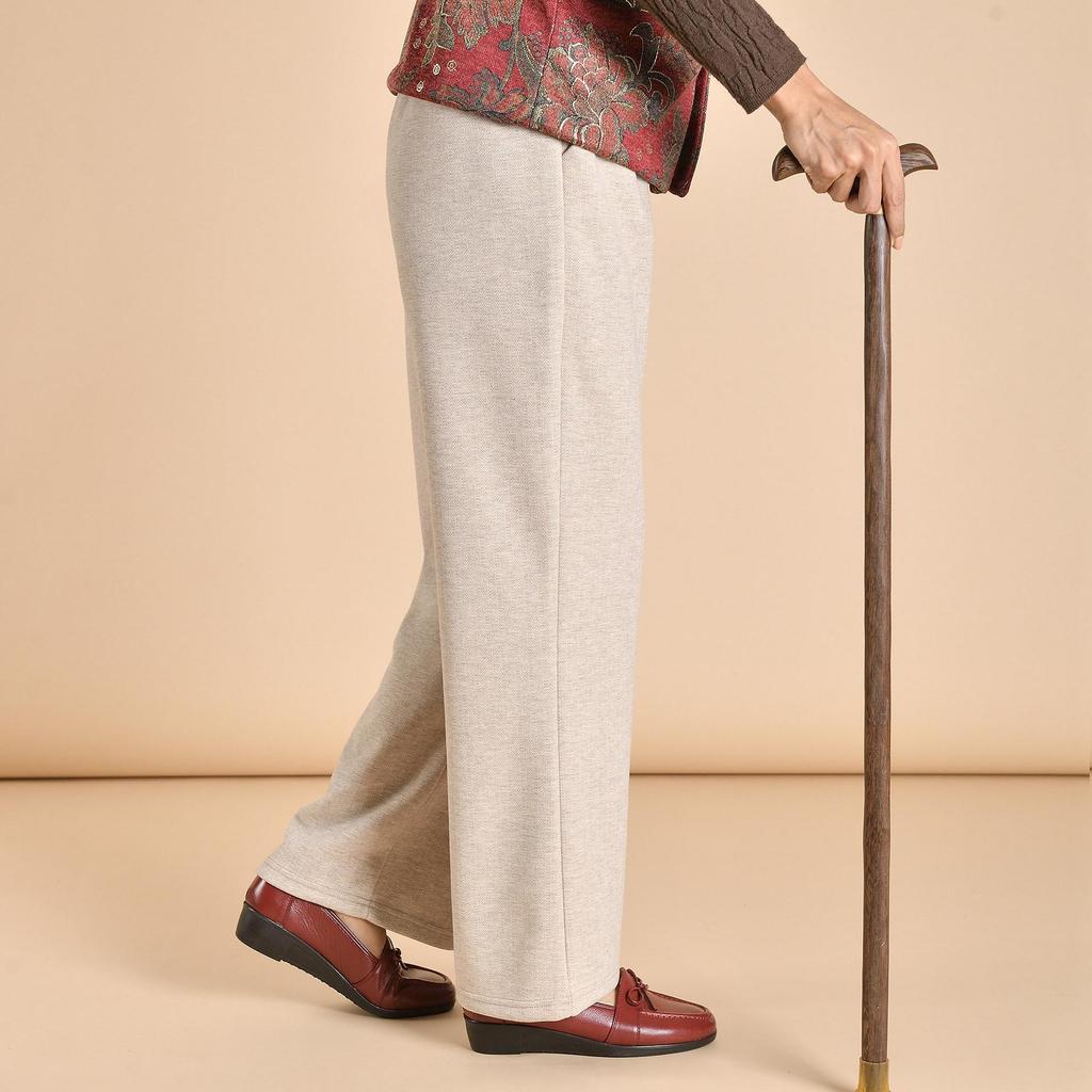 Chic Grandma Plus Size Woolen Pants, Fleece-Lined for Autumn/Winter 
