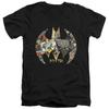Batman 80th Shield Mens Slim Fit V Neck T Shirt Black Officially Licensed