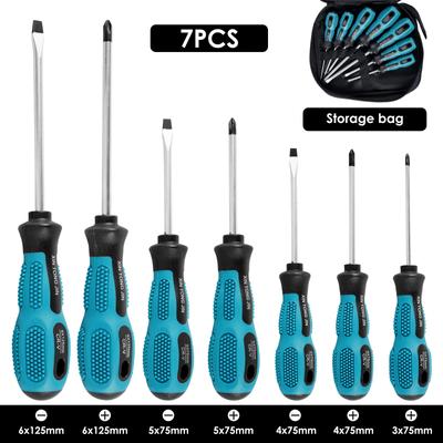 New 7Pcs Magnetic Tip Screwdriver Set Sturdy Screw Drivers Hand Tool Kit CRV Metric Cross Flat Screwdriver with Storage Bag