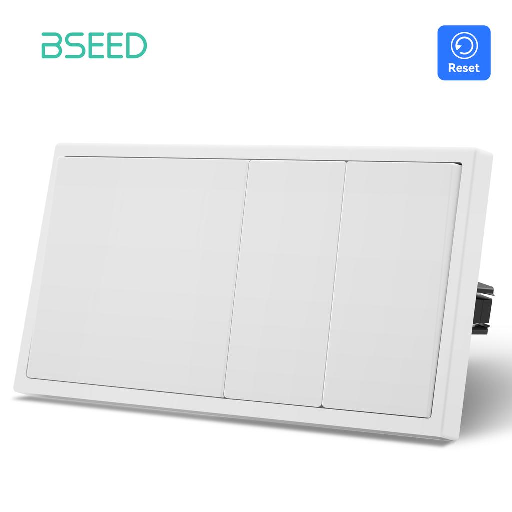 BSEED Single 1/2Gang Mechanical Light Switch Double Reset Wall Switch Bounce Buttons 1Way Plastic Matte Frames EU Standard