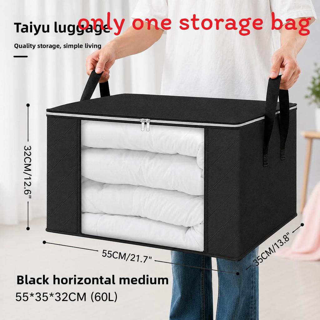 Large Capacity Cotton Quilt Storage Bag With Transparent Window For Bedroom Organization