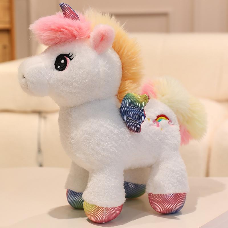 25/30CM Kawaii Rainbow Wings Unicorn Plush Toy Cute Rainbow Horse Pillow Stuffed Soft Animal Doll Unicorn Toy for Birthday Gift