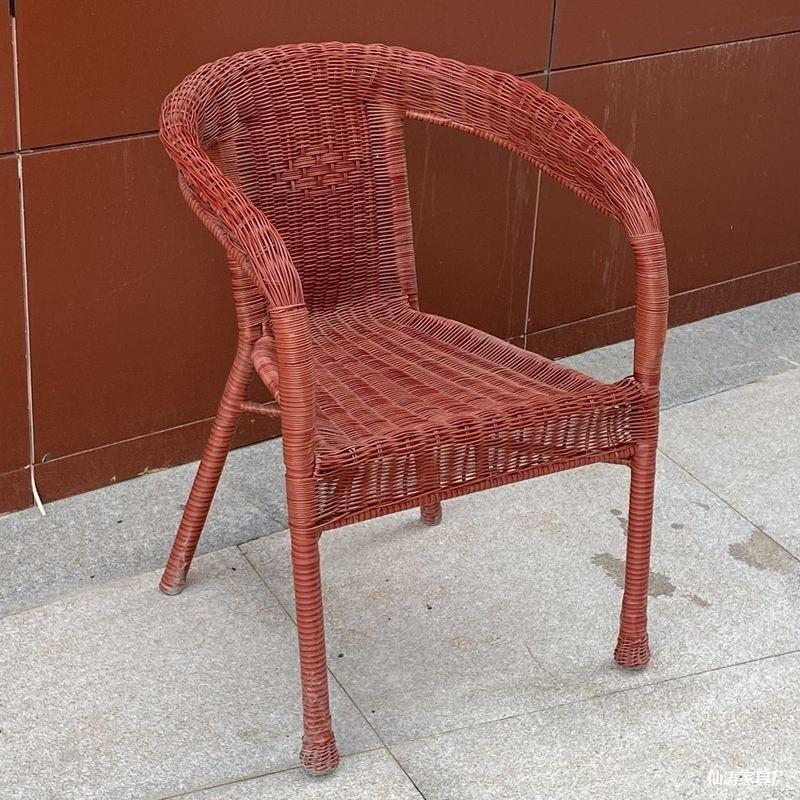 Three-Piece Rattan Outdoor Set: Stackable Woven Chair with Backrest & Coffee Table for Balcony or Home Use