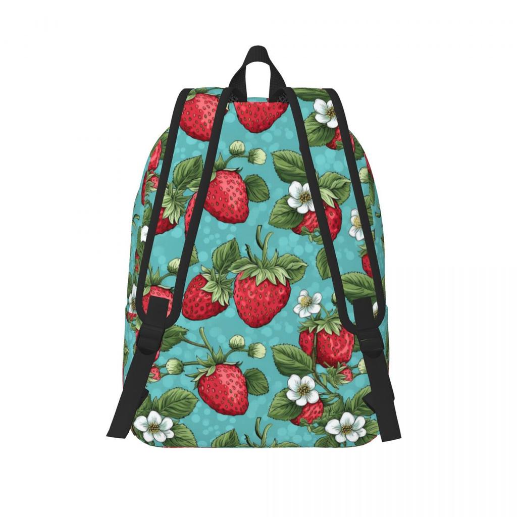 Beautiful Highly Stylized Strawberry With Flowers Pattern Backpack Hot Sale Daypack BookBag School Bag Shoulder Bags Men Women