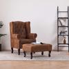 Day and Night - Day and Night Chesterfield Armchair and Footrest In Brown Artificial Suede Leather