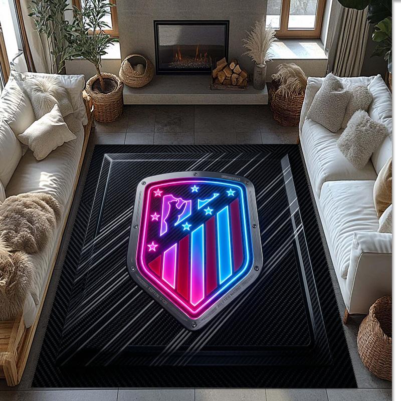 Atletico Madrid Printed Flannel Area Rug Non Slip Soft Polyester Floor Carpet Indoor Decor Mat for Bedroom Living Room Sofa Game Room Home Decoration