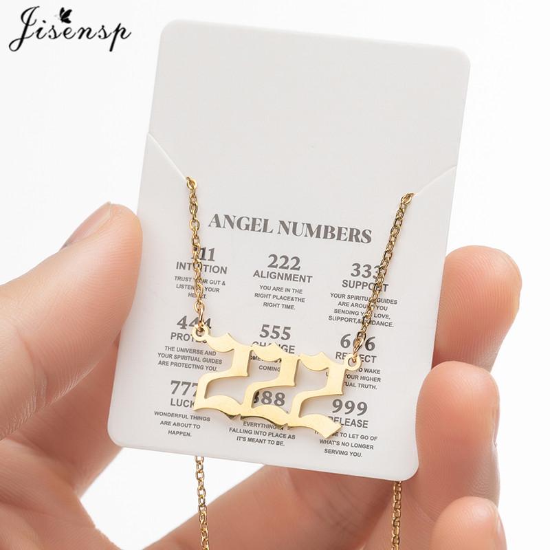 Stainless Steel Angel Number Lucky Numbers Necklaces 111 222 333 444 555 888 999 777 666 Pendant Necklace Charms Jewelry