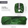 Cute Green Palm Leaf Print Unisex Pencil Case Pouch Office Travel Stationery Organizer Storage Ba...