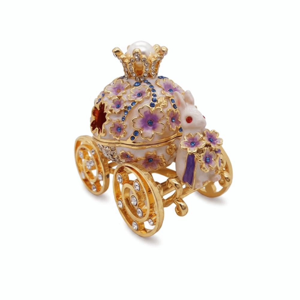 Bunny Pumpkin Carriage Crown Ring Holder Mini Size Metal Enamel Jewelry Box  Wedding Proposal Gift