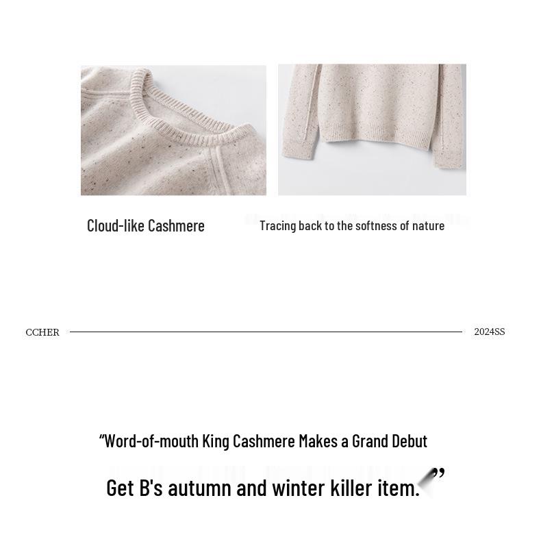 2024 Autumn/Winter Women's Korean Style Round Neck Loose Fit Cashmere Wool Sweater.