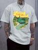 "Living with the Land" Graphic Tee - Casual Crew Neck Short Sleeve T-shirt