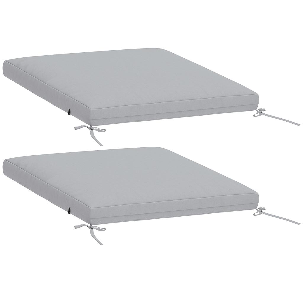 Set Of 2 Garden Chair Cushions Chair Pads 50 X 50 Cm High Density Foam Non Slip 50x50 Cm Gray