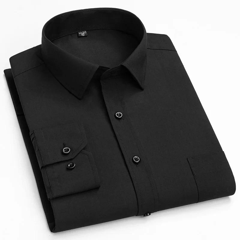 

Батал 8XL 7XL Чоловічі смугасті сорочки для сукні Формальна мода Соціальний офіс З довгим рукавом Ділова робота Смарт-кежуал сорочка Опт 44 чорний