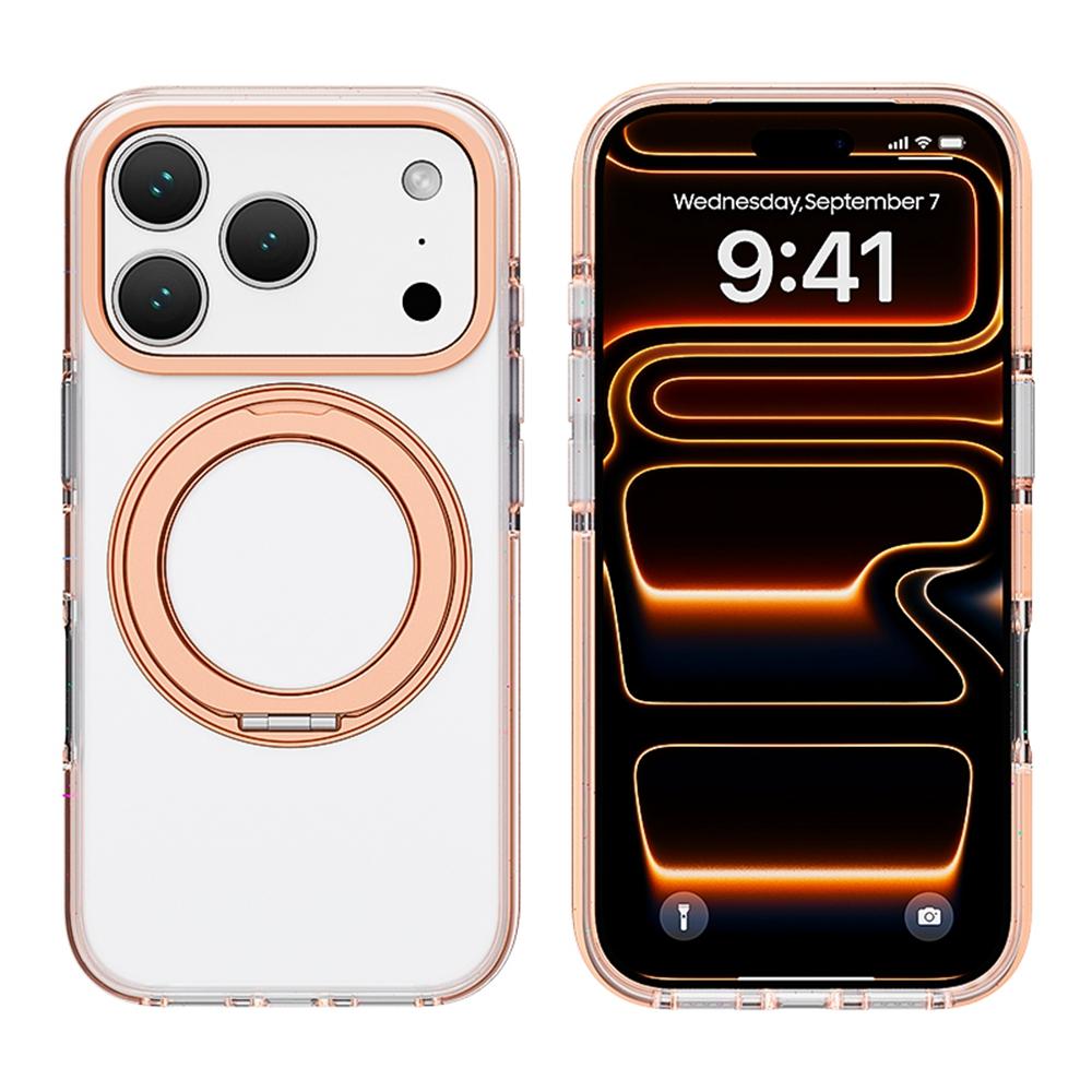 For iPhone 17 Pro Case Rotating Kickstand TPU + TPE Phone Cover Compatible with MagSafe