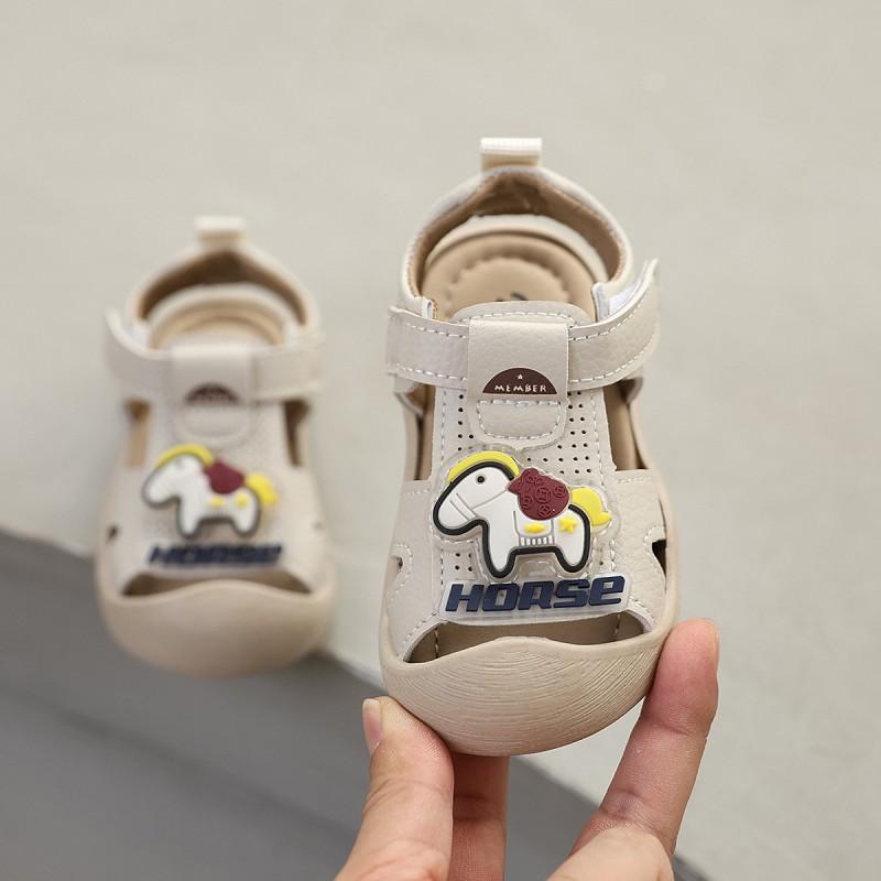 Baby Soft Sole Closed-Toe Sandals Toddlers Ages 1-3 Years Cartoon Design PU Upper PVC Closure Footwear