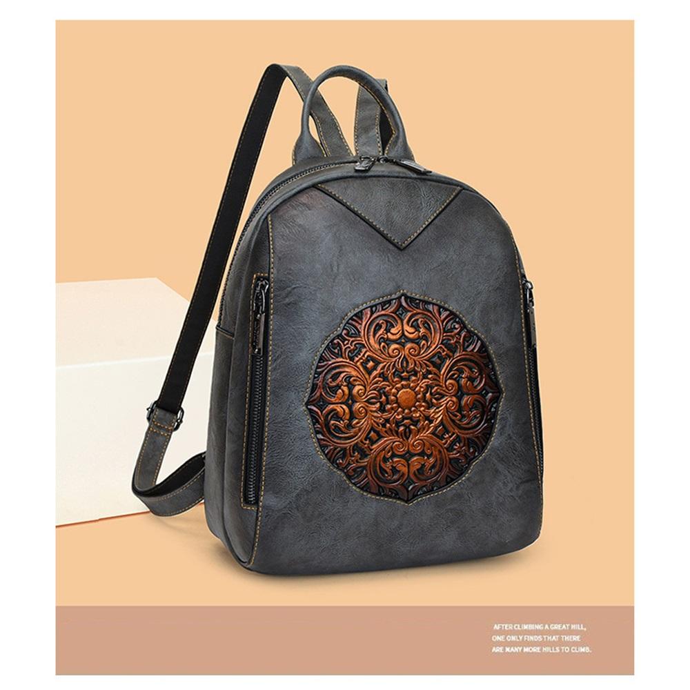Women's Vintage Embossed PU Leather Backpack, Convertible 3-Way Casual Daypack, Lightweight Commuter Travel Backpack Purse