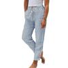 Women Harem Pants Adjustable Elastic Waistline Striped Print Boho Pants with Pockets Lightweight Breathable Casual Trousers