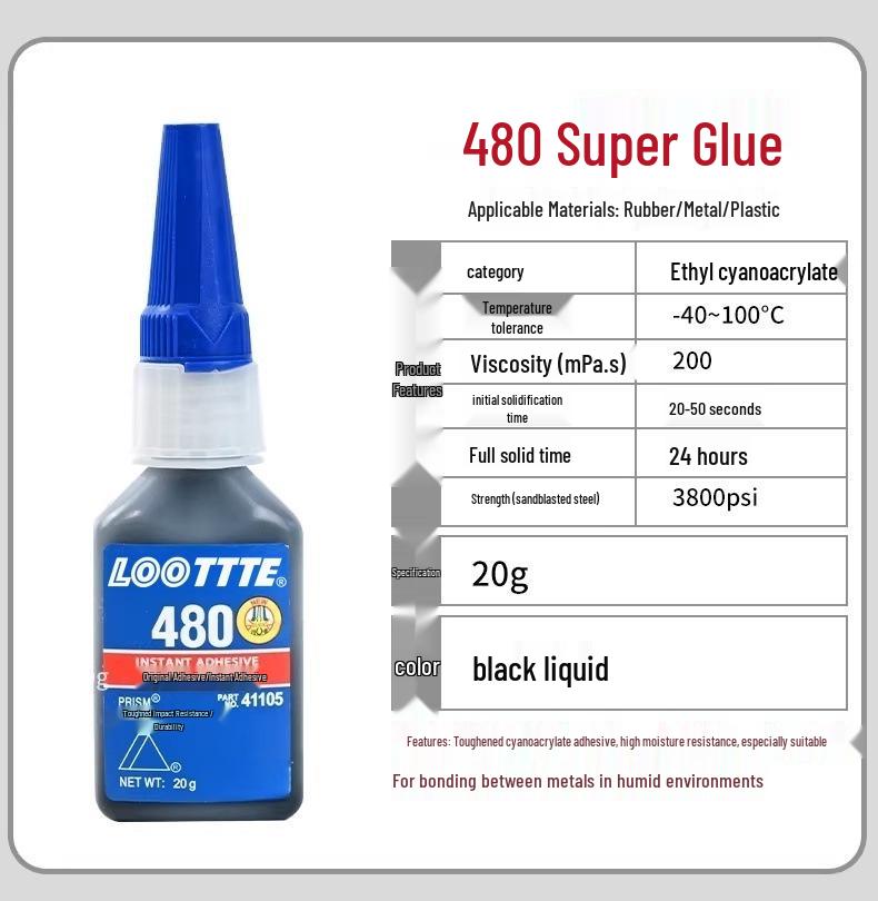 LOTTTE Enhanced Black Universal Adhesive for Metal, Plastic, Rubber, Nylon - Models 410/438/380/480