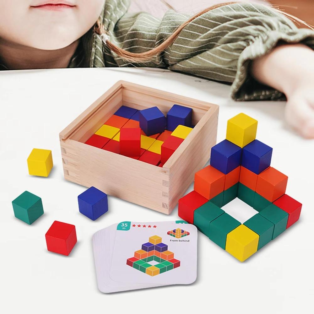 Wooden Material Cube Block Toy Portable Brain Development Toy Educational Toy  Educational Use