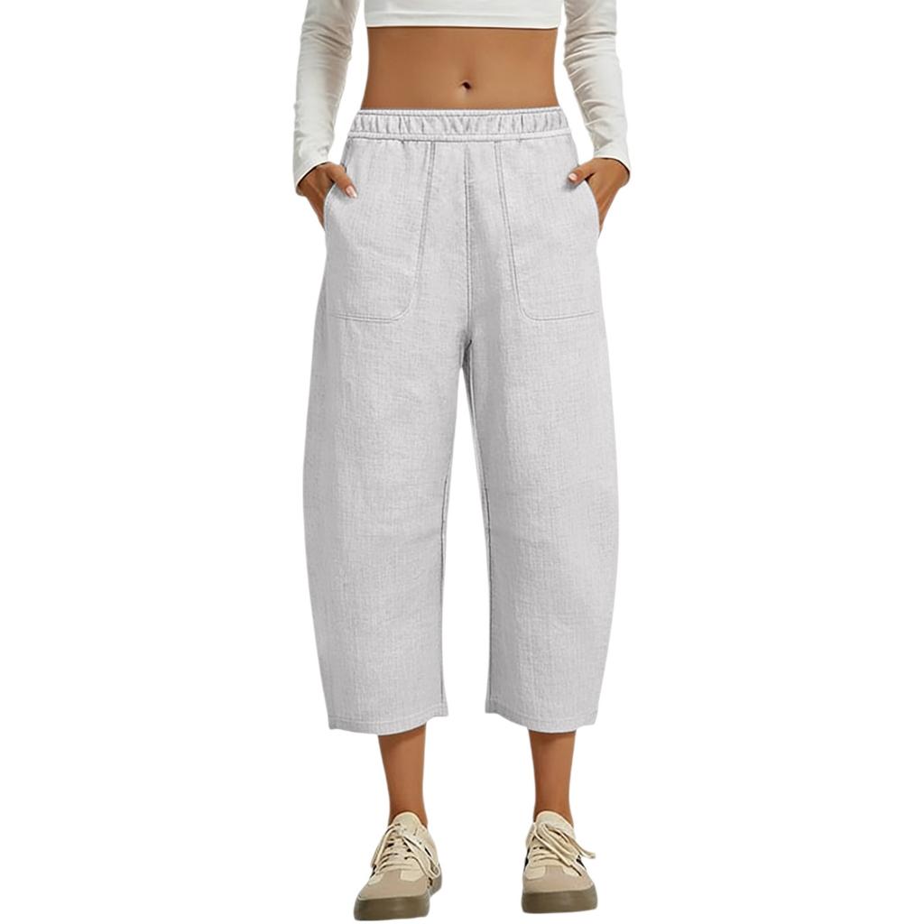 Women's Casual And Fashionable Color Loose Pants With Pocketes
