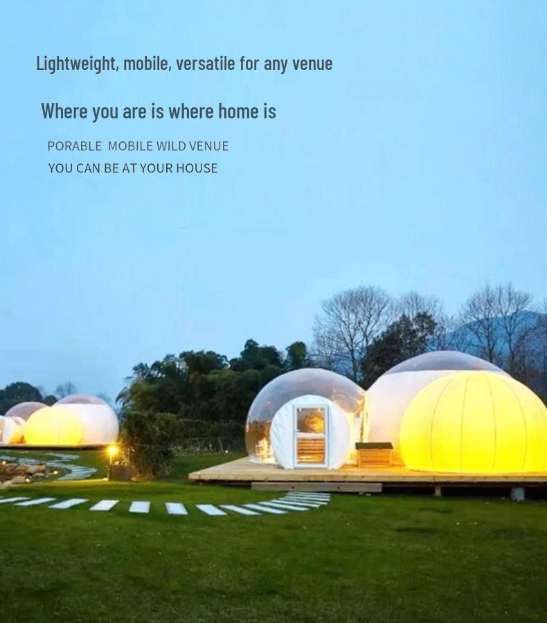 Translucent Candy Color Inflatable Bubble House Outdoor Camping Tent Globe-Shaped Starry Sky Tent Net Red Homestay
