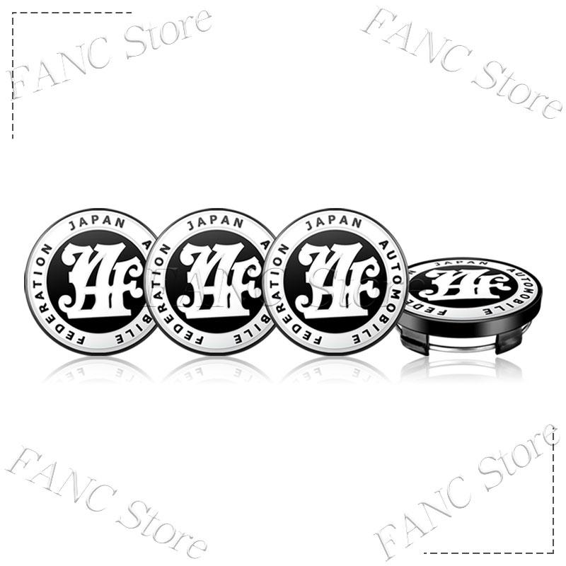 AAZD1 4Pcs 56/60mm JAF Japan Automobile Federation JDM Emblem Car Wheel Center Hub Cap Rim refit  Badge Cover Universal Sticker