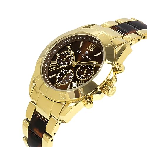 Salvatore Marra Men's Chronograph Watch with Acetate and Two-Tone Strap, 20th Anniversary Limited Edition, Brand Ranking, Gift, SM23105-GDBRGD, Gold a