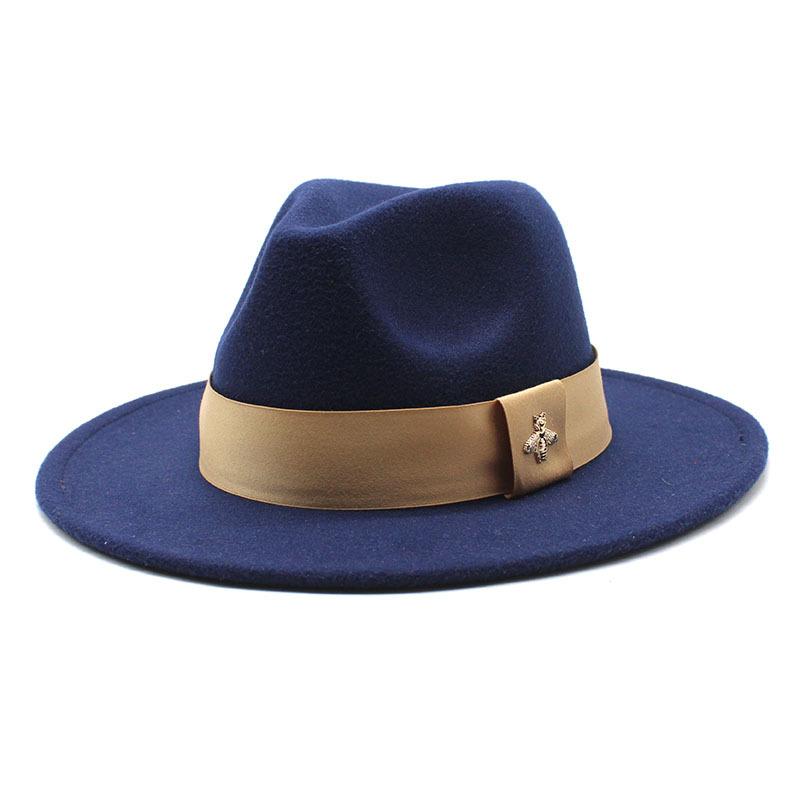 Autumn and Winter Big Eave Hat Fashion Woolen Top Hat Men's and Women's Woolen Panama Jazz Fedora