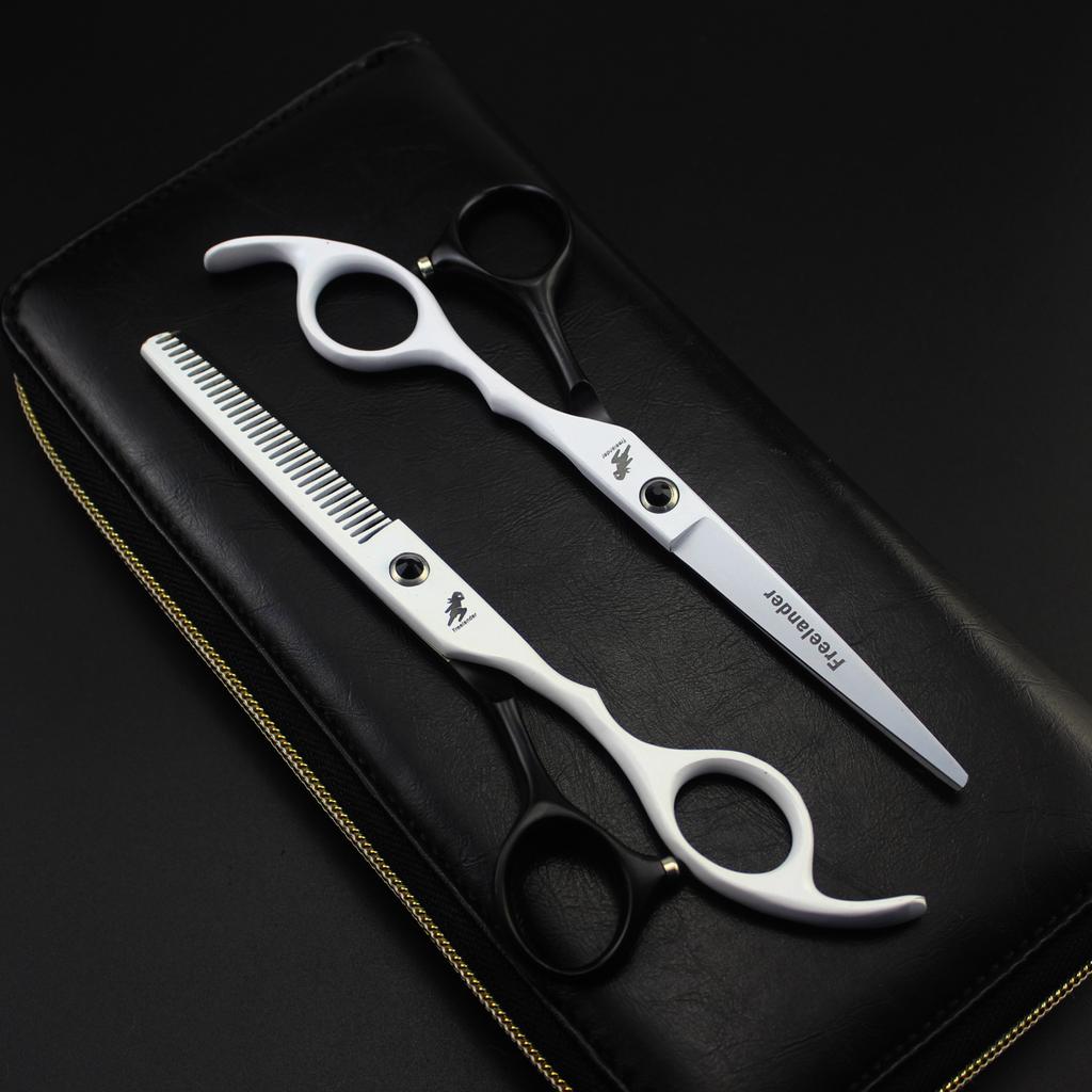 6.0 inch black and white freelancer, hair scissors, hair scissors, flat scissors, bangs scissors, tooth scissors, thin