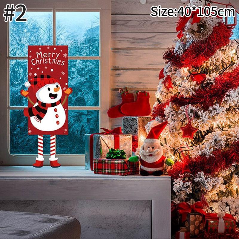 Christmas Hanging Flags Background Merry Christmas Santa Claus Snowman Hanging Banners Christmas New Year Atmosphere Decorations