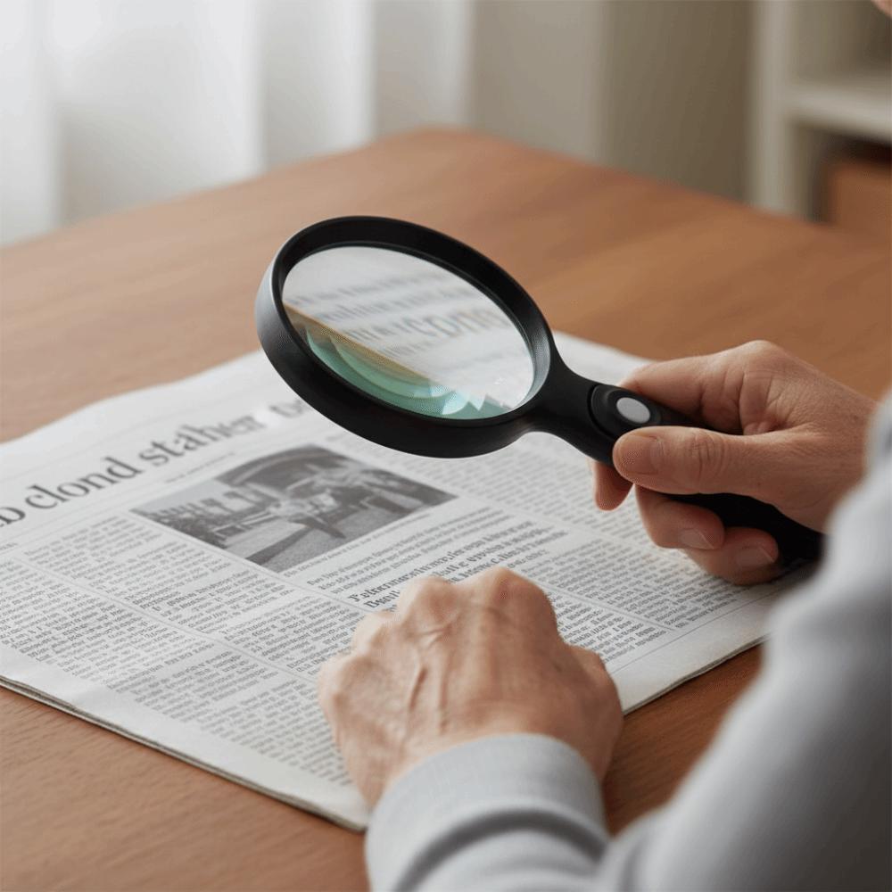 HD Lighted Magnifying Glass With 2 LED Light Illuminated Magnifier  Seniors Reading